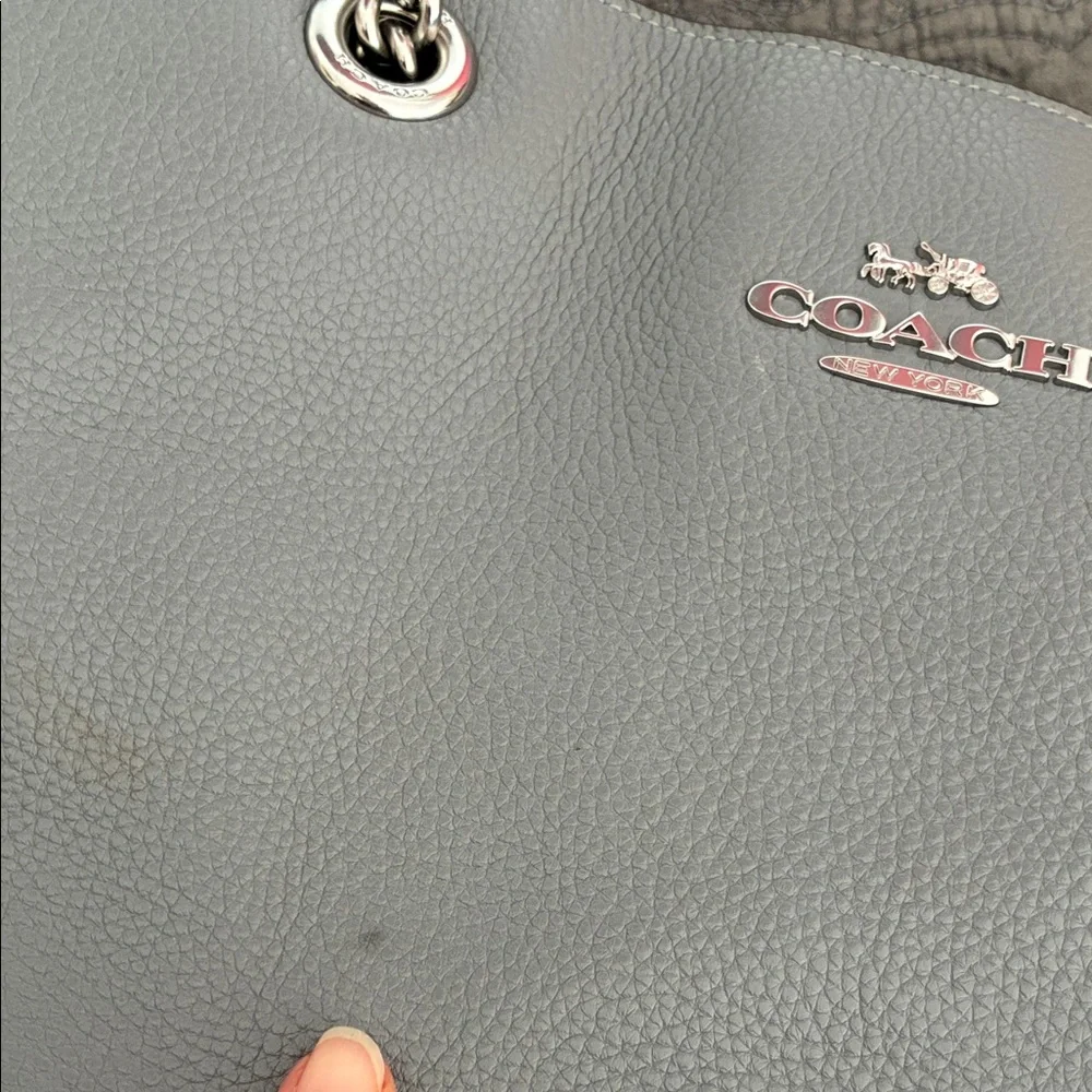 Coach Blue/ grey Leather Tote Bag w/ dustbag